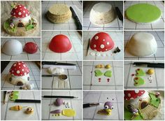 there are many different pictures of cakes made to look like mushrooms