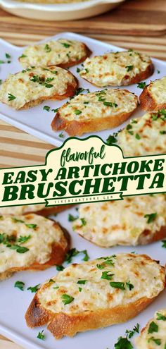 ARTICHOKE BRUSCHETTA {OR} HOT ARTICHOKE DIP Cocktail Food Appetizers, Hot Dip Recipe, Artichoke Bruschetta, Hot Artichoke Dip, Fancy Appetizers, Hot Appetizers, Bruschetta Recipe, Artichoke Recipes, Football Party Food