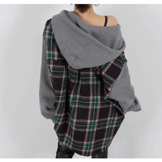 Loose Long Sleeve Plaid Hooded Style – Tomscloth Plaid Long Sleeve Hoodie For Winter, Plaid Hooded Jacket For Winter, Gray Double-lined Hooded Top For Fall, Plaid Cotton Hooded Hoodie, Casual Plaid Sweatshirt For Winter, Casual Plaid Hooded Jacket For Winter, Fall Plaid Hoodie For Streetwear, Cotton Plaid-patterned Winter Sweater, Plaid Cotton Hoodie For Winter