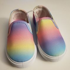 Rainbow Show Slip On Sneakers Size 5 New Rainbow Shoes, On Sneakers, Shoes Color, Slip On Sneakers, Orange Pink, Pink Orange, Color Orange, Kids Shoes, Pink And Orange