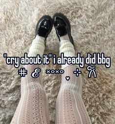 someone wearing black and white socks with text that says cry about it already did bbg