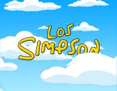 the title for los simpson is shown in front of a blue sky with white clouds