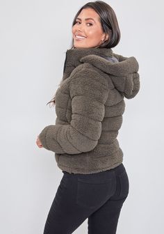 It’s all about warmth and versatility this winter! Stay cozy in our Poodle Fur Reversible Jacket! This jacket is reversible and can be worn either way, depending on the weather or your mood for the day! One side features a wind, water, and snow-resistant fabric, while the other side features a warm and cozy Sherpa material. Also designed with a removable zippered hoodie and two front pockets on each reversible side. Style this jacket with a long sleeve tee or bodysuit, jeans, and boots for a chi Bodysuit Jeans, Selena Dresses, Warm Pajamas, Reversible Jacket, Faux Fur Coat, Winter Looks, The Other Side, Crochet Clothes, Winter Women