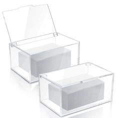 two clear boxes with dividers on each side