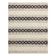 a rug with black and white stripes on the bottom, along with an off - white background