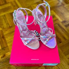 Aldo X Barbie Collaboration Heels. Only Worn Once To Be Tried On And Still In Perfect Condition. Size 6 (36 Euro) Box In Perfect Condition. Barbie Collaboration, Slipper Heels, Mint Green Heels, Aldo Heels, Lace Pumps, Sandal Heels, Pointed Heels, Clear Heels, Aldo Shoes