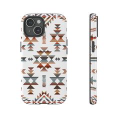 a phone case with an abstract pattern on the front and back, both in different colors