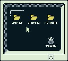 an old video game screen with the words games images name trash on it