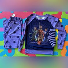 This Is A 3 Piece Set Brand New With Tags Bottoms, Top, And Matching Fuzzy Socks With Grips Girls Size 10/12 Spiderman Pajamas, Blue Superhero, Marvel Pajamas, Girls Pajama, Avengers Superheroes, Marvel Kids, Mens Pajamas Set, Wakanda Forever, Fuzzy Socks