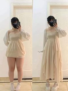 Douyin Plus Size, Etherealcore Outfit, Korean Outfits Plus Size, Chubby Girl Fashion Outfits, Japenese Asthetic Pfp, Chubby Dress Outfit, Pearshape Dresses, Cute Chubby Girl Outfits, Curvy Korean Outfits