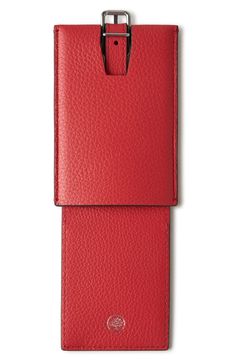 Add a personalized touch to your luggage with this leather tag featuring a foil-embossed logo and an interior window sleeve for your contact information. Buckle closure Clear interior sleeve for personal info Leather Imported Designer Handbags Modern Red Rectangular Cases, Modern Red Rectangular Case, Red Rectangular Travel Case, Rectangular Travel Case With Smooth Grain, Modern Red Travel Cases, Red Rectangular Case For Everyday Use, Leather Rfid Blocking Rectangular Case, Rectangular Leather Case With Rfid Blocking, Luxury Rectangular Case With Smooth Grain