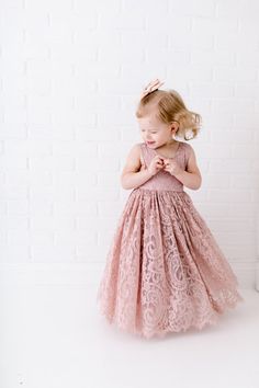 Gatsby Flower Girl Dress, Blush Tulle Wedding Dress, Girls Christening Dress, Wedding Dress Rustic, Rose Wedding Dress, Wedding Dress Beach Wedding, Wedding Dress Beach, Rustic Rose, Lace Flower Girl Dress