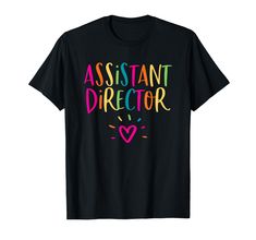 PRICES MAY VARY. Colourful rainbow design for assistant directors of nursing, theatre, or stage. Great thank you, end of year, Christmas, or appreciation gift for drama teacher, activity or human resource, the director or assistant directors of MDO programs, daycare, schools, films, plays, choir, or theatre. Lightweight, Classic fit, Double-needle sleeve and bottom hem Theatre Nurse, Director Of Nursing, School Secretary, Assistant Director, Drama Teacher, Lunch Lady, Staff Gifts, Human Resource, Group Halloween Costumes