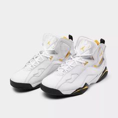 Men's Jordan True Flight White/Black-Yellow Ochre 342964 107 Brand New In Box Jordan True Flight, Black White Yellow, Yellow Ochre, Jordans For Men, Jordan Shoes, Black N Yellow, Yellow White, Flight, White Black