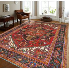 Introducing the Fine Vintage Heriz Noreen Red Rug, an embodiment of enduring tradition, craftsmanship, and timeless elegance. Red Orientalist Rug Living Room, Persian Rug Living Room, Red Turkish Rug, Charcoal Rug, Rug Dining Room, House Remodel, Rug Living Room, Red Rug, Rug Store