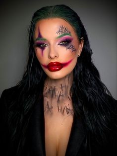 Hallowen Schminke, Female Joker Halloween, Joker Halloween Makeup, Joker Halloween Costume, Halloweenský Makeup, Holloween Makeup, Joker Halloween, Joker Makeup