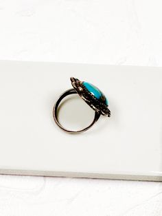 1970’s sterling and genuine turquoise ring CONFIDENCE GUARANTEE: In our jewelry, we use 14k gold filled, sterling silver, and solid brass as well as vintage components that have stood the test of time! These antique components are of high quality and have lasted for many decades - many even centuries! You can trust that if it still looks good today, it will stand the test of time as a part of your wardrobe too! If not, we offer free returns for a full refund! Antique Turquoise Ring For Anniversary, Vintage Turquoise Round Jewelry, Vintage Cabochon Ring, Vintage Sterling Silver Open Ring, Vintage Sterling Silver Open Ring Jewelry, Vintage Oval Cabochon Turquoise Ring, Vintage Oval Turquoise Cabochon Ring, Handmade Antique Turquoise Ring Collectible, Vintage Oval Turquoise Ring Hallmarked