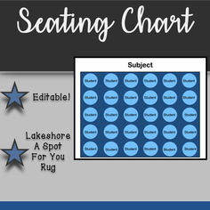 the seating chart for an event is shown in blue and black with stars around it