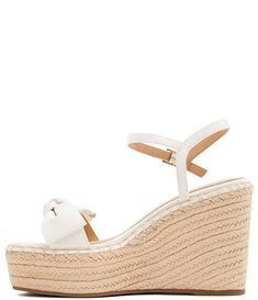 Ted Baker London Gia Canvas Bow Espadrille Wedge Sandals | Dillard's White Platform Wedge Sandals With Round Toe, White Closed Toe Wedge Sandals With Platform, White Straw Wedge Sandals For Beach, White Wedge Heel Sandals For Beach, White Wedge Sandals For Beach, Chic White High Heel Espadrilles, White Open Toe Synthetic Espadrilles, White High Heel Espadrilles For Beach, White High Heel Espadrilles For Vacation