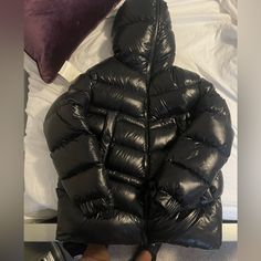 Authentic Moncler Women Coat. Worn A Couple Of Times. Got The Jacket When I Was Pregnant, It Big Now Luxury Black Duck Down Outerwear, Luxury Duck Down Outerwear, Luxury Black Down Puffer Jacket, Luxury Black Puffer Jacket With Detachable Hood, Luxury Black Puffer Outerwear, Luxury Black Hooded Puffer Jacket, Fitted Black Duck Down Outerwear, Designer Black Puffer Outerwear, Designer Black Winter Outerwear