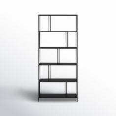 a black book shelf with four shelves on each side