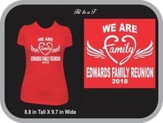 We Are Family-Reunion T-Shirt, Family Reunion Shirt, Reunion T-Shirts, Personalized Shirts for Famil Custom Print Cotton T-shirt For Family Reunion, Cotton T-shirt With Custom Print For Family Reunion, Red Short Sleeve T-shirt For Family, Cotton Crew Neck Top For Family Reunion, Family Reunion Custom Print Short Sleeve T-shirt, Pre-shrunk Crew Neck T-shirt For Family, Custom Print Short Sleeve T-shirt For Family Reunion, Pre-shrunk Relaxed Fit Top For Family Reunion, Cotton Short Sleeve T-shirt For Family Reunion