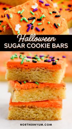 Halloween Sugar Cookie Bars Halloween Party Dessert Table, Sugar Cookie Bars Recipe, Sugar Cookie Bar Recipe, Halloween Themed Desserts, Halloween Party Desserts, Halloween Deserts, Cookie Bars Easy