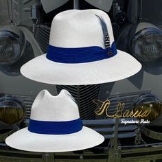 "Handmade with the highest quality materials of 100% cotton string Style: Golden Pachuco Wide Brim Color: White Brim:3\" Hat Band: Royal Feathers: Rooster Brand: Garcia Signature Hats All sales are final  Website GARCIASIGNATUREHATS.COM/STORE Social Media  Facebook @garciasignaturehats Instagram @garciasignaturehats" White Flat Bill Panama Hat For Beach, White Adjustable Flat Bill Straw Hat, White Flat Bill Straw Hat For Summer, White Sun Hat With Flat Bill For Beach, White Flat Bill Sun Hat For The Beach, White Flat Bill Sun Hat For Beach, 49er Shoes, Tattoo Grace, Store Social Media