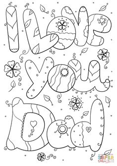 a coloring page with the words love you