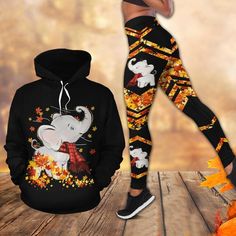 Elephant Autumn All Over Print Leggings Hoodie Set Outfit For Women   Hts1492 Shipping from the US. Easy 30 day return policy, 100% cotton, Double-needle neck, sleeves and hem; Roomy Unisex Fit. Black Activewear With Drawstring Hood For Fall, Black Stretch Hoodie For Fall, Cozy Fit Activewear With Drawstring Hood For Fall, Cozy Fit Fall Activewear With Drawstring Hood, Fall Cozy Fit Activewear With Drawstring Hood, Fall Activewear With Cozy Fit And Drawstring Hood, Casual Fitted Hooded Activewear, Black Sportswear Hoodie For Fall, Cozy Fit Sportswear Hoodie For Fall