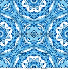 an abstract blue and white background with many circular elements in the center - stock photo