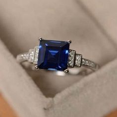 This Beautiful Princess Cut Sterling Silver Ring, Stamped S925. Vintage Blue Sapphire Ring, Blue Sapphire Wedding Ring, Sapphire Wedding Rings, Wedding Ring Sizes, Nice Clothes, Sapphire Wedding, Promise Rings For Her, Sterling Silver Engagement Rings, Pretty Stuff