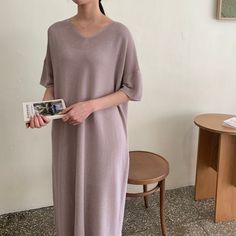 Shinning knit fabric ▶ Colors ◀ Pink Mocha Black ▶ Size ◀ One size(Free) ▶ Fabric ◀ Acrylic ▶Size Spec◀ Total Length : 118cm Chest : 55cm(Around 110cm as circular) -------------------------------------------- ▶ SHIPPING Information ◀ Delivery usually takes 10~15 business days. (Korea Post EMS) Even it is express shipping, recently it is not easy to get air space flexibly. Please, kindly wait a bit and be patient for us. *Delivery cost different from each country* -------------------------------- Casual Knit Midi Dress For Loungewear, Casual Knit Loungewear Dress, Knit Dress For Loungewear, Elegant Long Sweater Dress For Loungewear, Long Knitted Dresses For Spring, Knit V-neck Sweater Dress For Loungewear, Knit Midi Sweater Dress For Loungewear, Casual Long Knitted Dresses, Spring Long Knitted Dresses