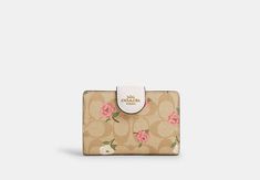 Medium Corner Zip Wallet In Signature Canvas With Floral Print | COACH OUTLET Coach Wallets For Women, Chic Coach Wallet, Cute Coach Wallets, Christmas Present, Luxury Elegant Coach Wallets, Elegant Coach Wallet, Coach Flower Wallet, Coach Medium Corner Zip Wallet, Coach Floral Wallet