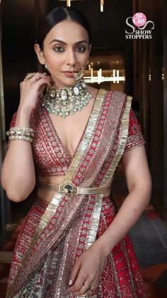 rakul preet hot saree Bridal Lehenga Red, Rakul Preet, Saree Trends, Pinterest Account, Bridal Lehenga, Actress Photos, Indian Design, Lehenga