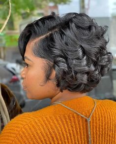 Medium Length Haircut Silk Press, Bob With Curls Black Women, Silk Press Natural Hair Curls, Relaxed Short Hairstyles For Black Women, Curled Bob Black Women, Bobs On Black Women Real Hair, Classic Short Hair, Blowout Hair Natural