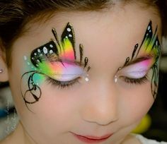 M Kids Face Painting Easy, Butterfly Eyeshadow, Adult Face Painting, Cheek Art, Butterfly Eyes