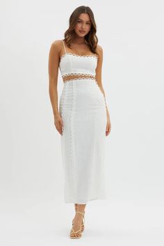 Shop the Chamberlain Scallop Trim Maxi Skirt White | Selfie Leslie Chic Lace Maxi Skirt With Lace Trim, White Maxi Skirt For Brunch, Chic Lace Maxi Skirt For Summer, Fitted Bottoms With Scalloped Edges For Spring, Elegant Spring Maxi Skirt With Lace Trim, Chic Spring Maxi Skirt With Lace Trim, Fitted Lace Skirt For Vacation, White Fitted Maxi Skirt For Brunch, Chic Lace Lined Maxi Skirt