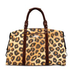 ☆ Roar into style with the Leopard Roar Bag! This fierce leopard print bag is ideal for those who love to make a statement. Made from tough, water-resistant material, it keeps your belongings safe and dry. The spacious main pocket accommodates all your travel necessities, while the internal pocket provides easy access to smaller items. ☆ Perfect for beach trips or city adventures, the Leopard Roar Bag adds a touch of wild elegance to your travels. Its bold print and practical features make it an Trendy Brown Duffle Bag For Travel, Trendy Brown Weekender Bag For Travel, Trendy Brown Travel Bag, Casual Leopard Print Shoulder Bag For Travel, Everyday Leopard Print Bag With Top Carry Handle, Casual Leopard Print Travel Bag, Large Capacity Leopard Print Shoulder Bag For Travel, Travel Leopard Print Shoulder Bag, Travel Leopard Print Satchel Shoulder Bag