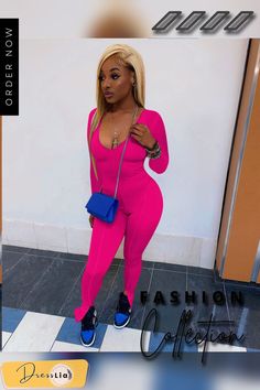 Casual Solid Color Long Sleeve Fitness Jumpsuits Spring Long Sleeve Unitard, Spring Long Sleeve Unitard In Solid Color, Casual V-neck High Stretch Jumpsuits And Rompers, Pink Stretch Jumpsuits And Rompers, Casual High Stretch V-neck Jumpsuits And Rompers, Casual Unitard For Spring Loungewear, Casual Spring Loungewear Unitard, Casual High Stretch Unitard For Spring, High Stretch Long Sleeve Jumpsuit For Summer