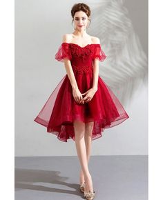 Buy Beautify Poofy Tulle Red Short Prom Dress With Off Shoulder Sleeves at wholesale price online. Free shipping and pro custom service since 2009. Red Short Prom Dress, Red Tulle Prom Dress, Tulle Prom Dress Short, Red Tulle Dress, Tulle Dress Short, Poofy Dress, Prom Dress Short, Short Red Prom Dresses, Cheap Cocktail Dresses