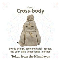 Lightweight Casual Crossbody Organic Bag-Handmade from Eco-friendly & Durable Hemp-Hippie Boho Festival, Travel Bag-Vegan Cute Gift for Her by HimalayanByFwosi on Etsy Organic Bag, Cute Gifts For Her, Fabric Patch, Boho Festival, Cute Gift, Boho Chic Fashion, Waist Bag