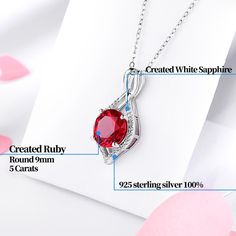 Features The Fashion Round Ruby Sterling Silver Halo Necklace Pendant feature a classic and stylish design style suitable for any occasion.Made all by hand! It truly deserves a spot in every jewelry collection. Beautifully crafted, this style is sure to become a treasured keepsake. Each Ruby used for our jewelry was carefully checked and verified by our experts, so that they meet the highest standard. Providing high-quality items is our most important goal, which starts with selecting the best s