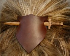 Sword and shield Hair or Shawl pin or stick  - Hand carved reclaimed wood with leather. £9.50, via Etsy. Skyrim Logo, Leather Hair Accessories, Shawl Pin, Shawl Pins, Whittling, Hair Sticks, Hair Pin