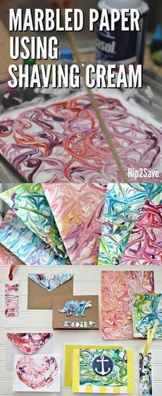 marbled paper using shaving cream to make art projects for kids and adults that are fun