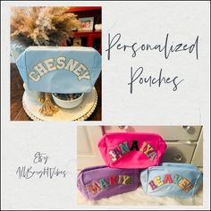 Personalized Large Pouch Personalized Pouch, Sunny Vibes, Letter Gifts, Personalized Teacher Gifts, Personalized Gifts For Kids, Personalized Accessories, Gifts For Teachers