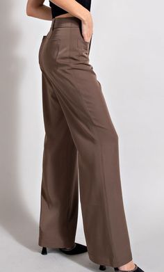 Just what your wardrobe needs, a classic pair of dressy pants that you can pair with any blouse and heels. Straight-leg pants feature buttoned front closures and front and back pockets. The model is 5'8" and wearing a small. 100% Polyester Please Note: Exact color may vary due to computer monitoring resolution, lighting, and photographic lenses. Tan Pants Outfit, Light Brown Pants, Flamboyant Natural, Formal Pants, Wardrobe Needs, Tan Pants, Dressy Pants, Pants Outfits, Dress Slacks