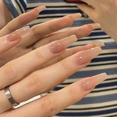 PRICES MAY VARY. 【Service Guarantee】If you have any questions about this nude press on nails, please feel free to contact us by Email. In case of transportation damage or quality problems, REPLACEMENT guarantee is provided. 【Eco-Friendly】Our long fake nails are made of environmentally friendly ABS resin material, which is non-toxic, tasteless and environmentally friendly. 【Package Contents】24 PCS Press on Nails & A Nail File & Jelly Glue Stickers.(Durability of jelly glue is NOT as good as liqui Glitter French Nails, Fake Nails Long, Short Fake Nails, Nagel Tips, Pointed Nails, Coffin Press On Nails, Stick On Nails, Nailed It, Artificial Nails