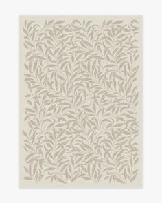 a beige and white wallpaper pattern with leaves on the bottom, in shades of grey