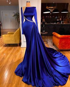 Evening Dresses Long Sleeve, Modest Evening Dresses, Blue Mermaid Prom Dress, Formal Party Dresses, Exclusive Gowns, Women Robe, Modest Evening Dress, Makeup Tip